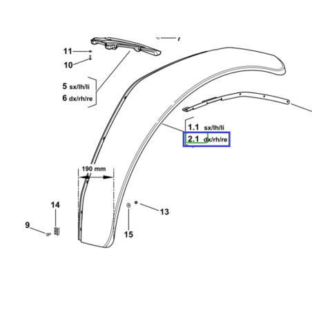 Poszerzenie błotnika Deutz-Fahr prawe 190mm 0.020.7074.0 orygniał SDF