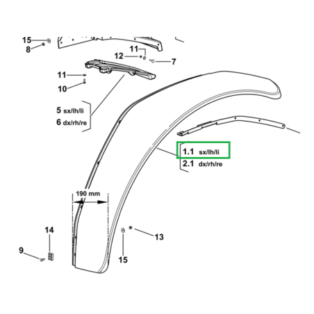 Poszerzenie błotnika Deutz Fahr lewe 190mm 0.020.7047.0 oryginał SDF