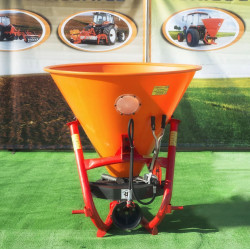 Dexwal - rozsiewacz 200L lejkowy jednotalerzowy na TUZ, Przekładnia bezobsługowa, szerokość robocza 4-14m