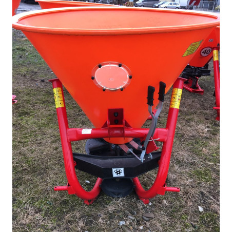Dexwal - rozsiewacz 300L lejkowy jednotalerzowy na TUZ, Przekładnia bezobsługowa, szerokość robocza 4-14m