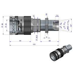 Szybkozłącze hydrauliczne gniazdo long M22x1.5 gwint zewnętrzny EURO PUSH-PULL (9100822GL) (ISO 7241-A) Waryński