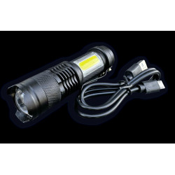 Latarka kompaktowa LED COB aluminiowa obudowa 200 lm z funkcją oświetlenia warsztatowego 500mAh USB Teger