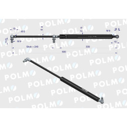 Siłownik drzwi L-600mm/140Nm 04373763P pasuje do DEUTZ POLMO