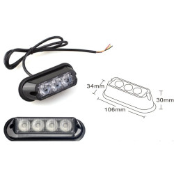 Lampa strobo 4 LED 12W 12/24V pomarańczowa Synchronizacja R65 R10 L2298-ALR