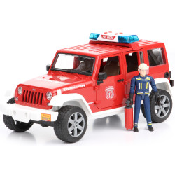 Jeep Wrangler Rubicon straż pożarna + figurka strażaka 02528  Zabawka Bruder