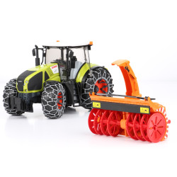 Ciągnik Claas Axion 950 + odśnieżarka + łańcuchy na koła  03017  Zabawka Bruder