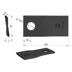 Nóże kosiarki SAMASZ BRZW 105X49X4X19,3  (opak 12xL+12xP) /24szt w zestawie/ WARYŃSKI