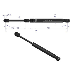 Siłownik John Deere szyby przedniej drzwi długość:284mm, skok:100mm, siła:200Nm AL71412P POLMO