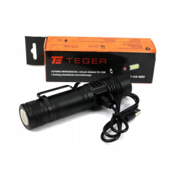Latarka uniwersalna LED diody typu T6 COB aku.18650-1200mAh ładowany USB-C