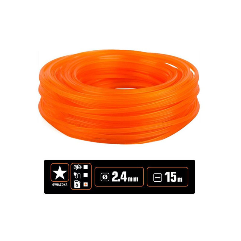 Żyłka tnąca do podkaszarek / Gwiazdka / 2.4 mm / 15 m / TEGER Żyłka tnąca do podkaszarek / Gwiazdka / 2.4 mm / 15 m / TEGER