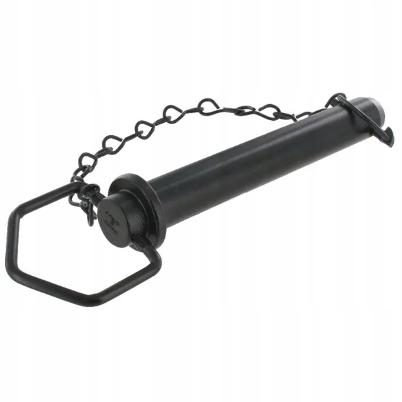 Utwardzany sworzeń zaczepu z uchwytem 28,5X183mm z zawleczką i łańcuchem Utwardzany sworzeń zaczepu z uchwytem 28,5X183mm z zawleczką i łańcuchem