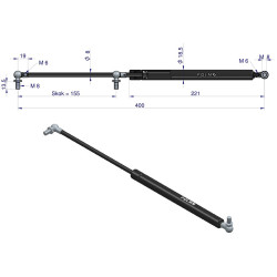 Siłownik szyby tylnej FORD i pochodne L-400/S-158/P-150N - 3952213P POLMO