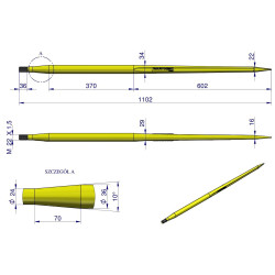 Ząb ładowacza L-1200 CIĘŻKI uniwersalny prosty 5193-51563 W9132-1200P WARYŃSKI