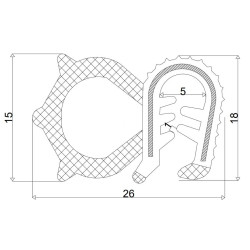 Uszczelka na listwę drzwi. grubość 1-4 mm T-29  - 1mb