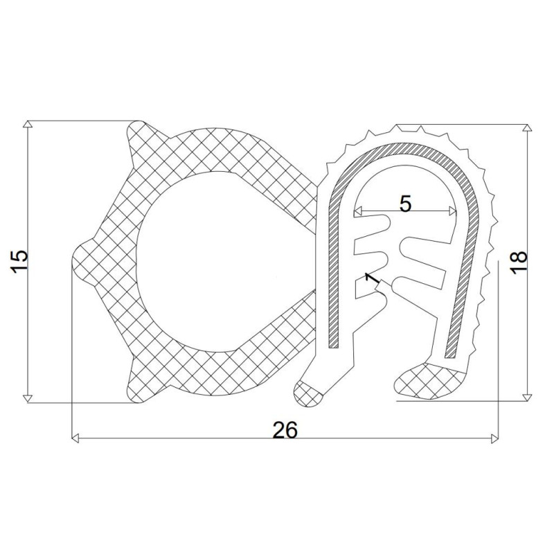 Uszczelka na listwę drzwi. grubość 1-4 mm T-29 - 1mb Uszczelka na listwę drzwi. grubość 1-4 mm T-29 - 1mb