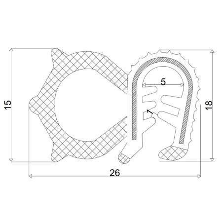 Uszczelka na listwę drzwi. grubość 1-4 mm T-29  - 1mb