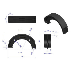Szczęki hamulca ręcznego Deutz-Fahr 04380577 (zestaw , 4 szt. komplet) - Waryński