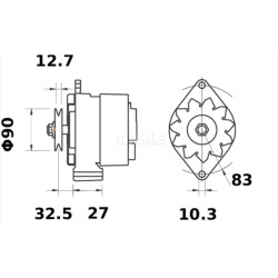 Alternator Renault Lamborghini Same MF 14V 65A MAHLE IA0692, AAK4822