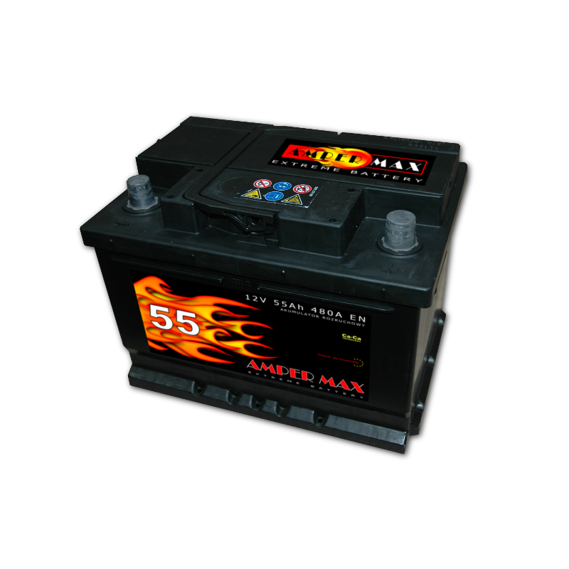Akumulator Amper MAX 12V 55Ah 480A Polaryzacja P+ | Mocowanie :B13