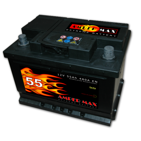 Akumulator Amper MAX 12V 55Ah 480A Polaryzacja P+ | Mocowanie :B13