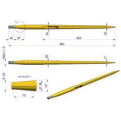 Ząb ładowacza uniwersalny prosty L- 880 mm Tur WARYŃSKI