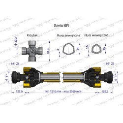 Wał przegubowo-teleskopowy 1210-1720mm 830Nm CE 2020 seria 6R Waryński