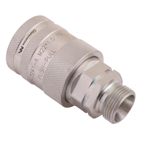 Szybkozłącze hydrauliczne gniazdo z eliminatorem ciśnienia M22x1.5 gwint zew. EURO PUSH-PULL (9100822G) (ISO 7241-A) Waryński