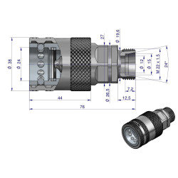 Szybkozłącze hydrauliczne gniazdo z eliminatorem ciśnienia M22x1.5 gwint zew. EURO PUSH-PULL (9100822G) (ISO 7241-A) Waryński