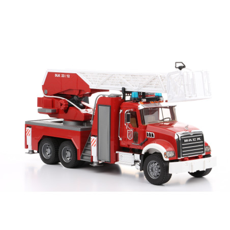 Straż pożarna MACK DLK 23 / 12, Oświetlenie, pomka do wody 02821 Zabawka Bruder