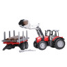 ZESTAW Traktor Massey Ferguson 7480 z ładowaczem, przyczepą do wywozu drzewa i pniami 02046 Zabawka Bruder