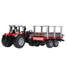 ZESTAW Traktor Massey Ferguson 7480 z ładowaczem, przyczepą do wywozu drzewa i pniami 02046 Zabawka Bruder