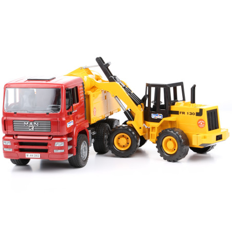 Zestaw Wywrotka Man TGA + Ładowarka Fiat - Hitachi FR 130   02752 Zabawka Bruder